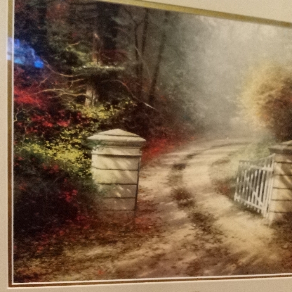 Thomas Kinkade Autumn Gate Library Edition Framed Art Print Vintage Wall Decor - Picture 2 of 12